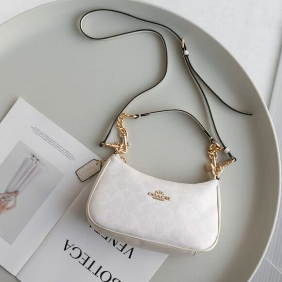 Coach Handbags - Coach Teri Shoulder Bag In Signature CanvasGold/White